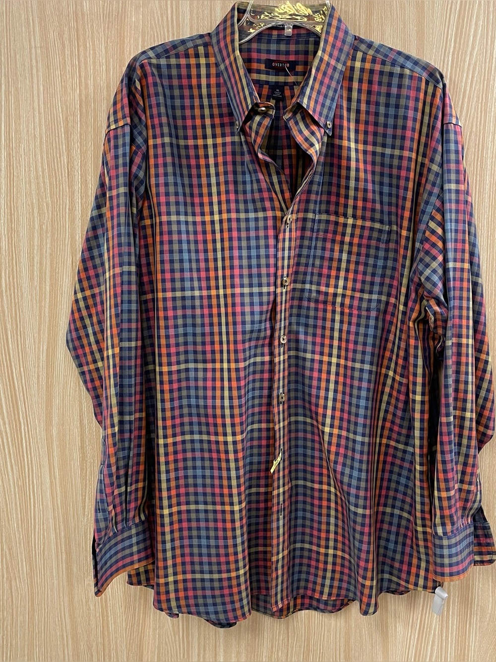 Overton navy checkered shirt size XL